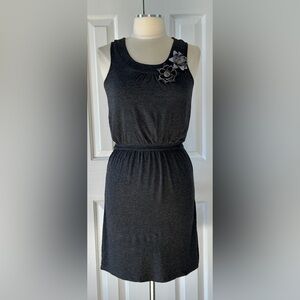 Design History Black Sleeveless Jersey Dress with Floral Detail Size Small